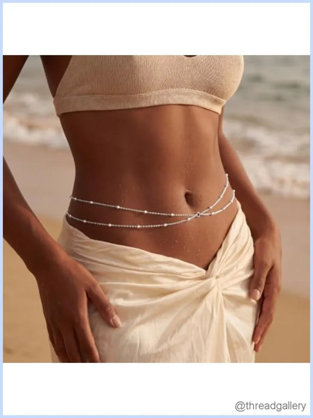 Waterproof Layered Waist Chain 14K Gold/Silver Plated Belly Chain Belt Body